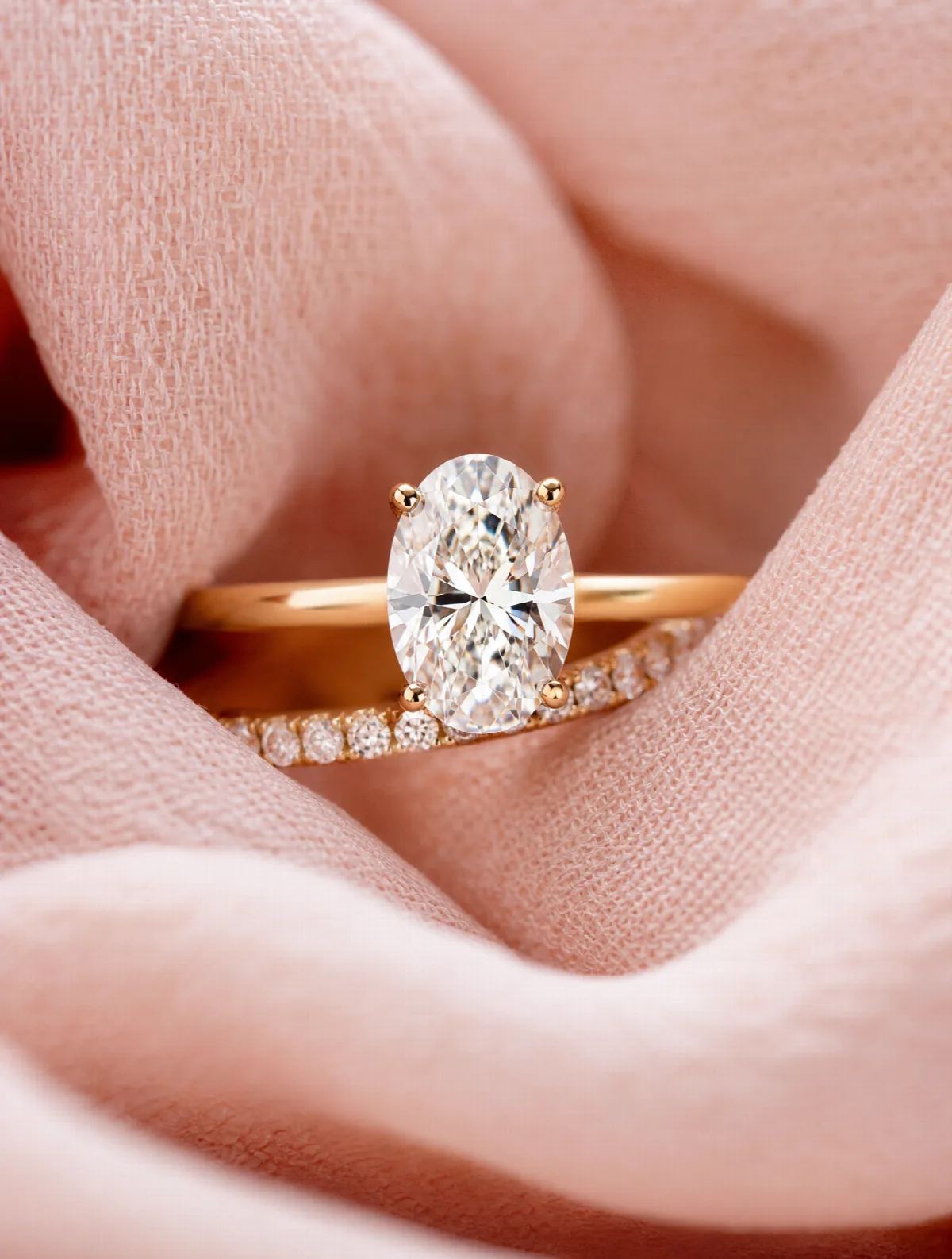 Diamond Rings in Blush Folds