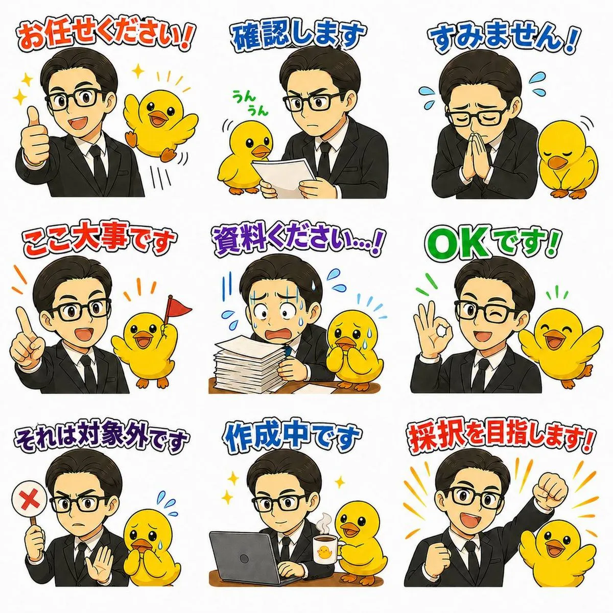 Office Worker and Duck Stickers