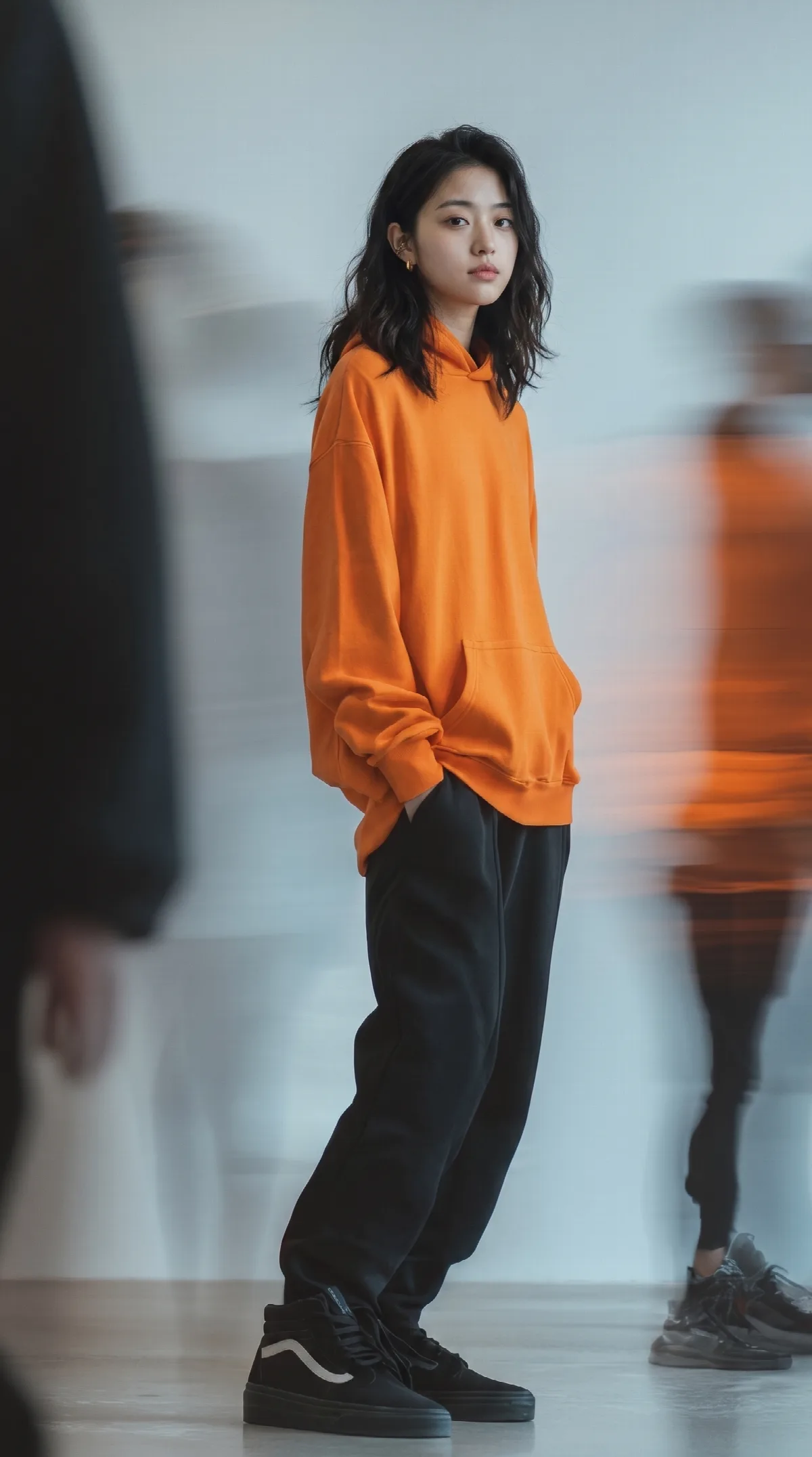 Orange Hoodie in Motion