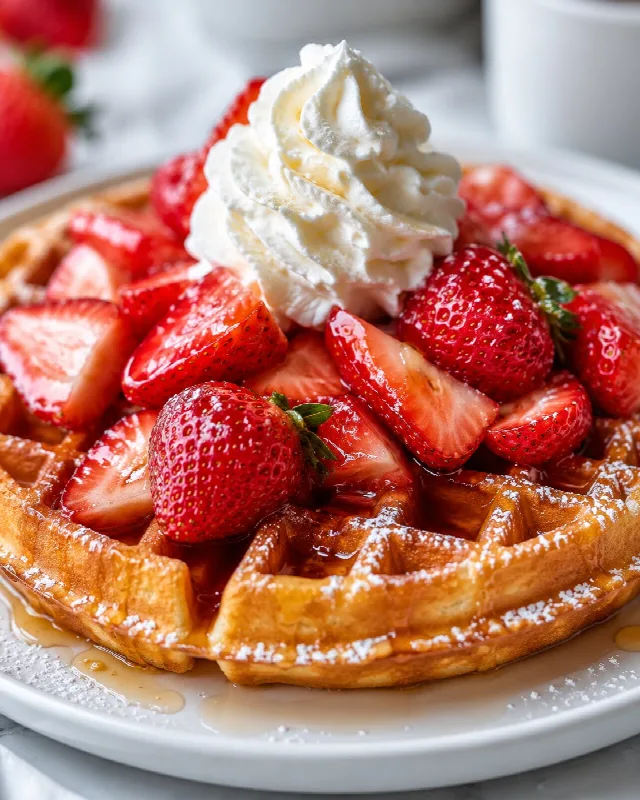 Strawberry Waffle with Cream