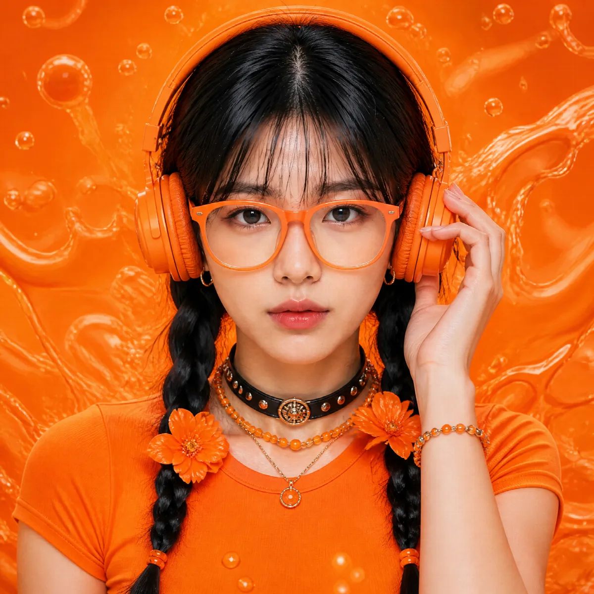 Orange Headphones Editorial