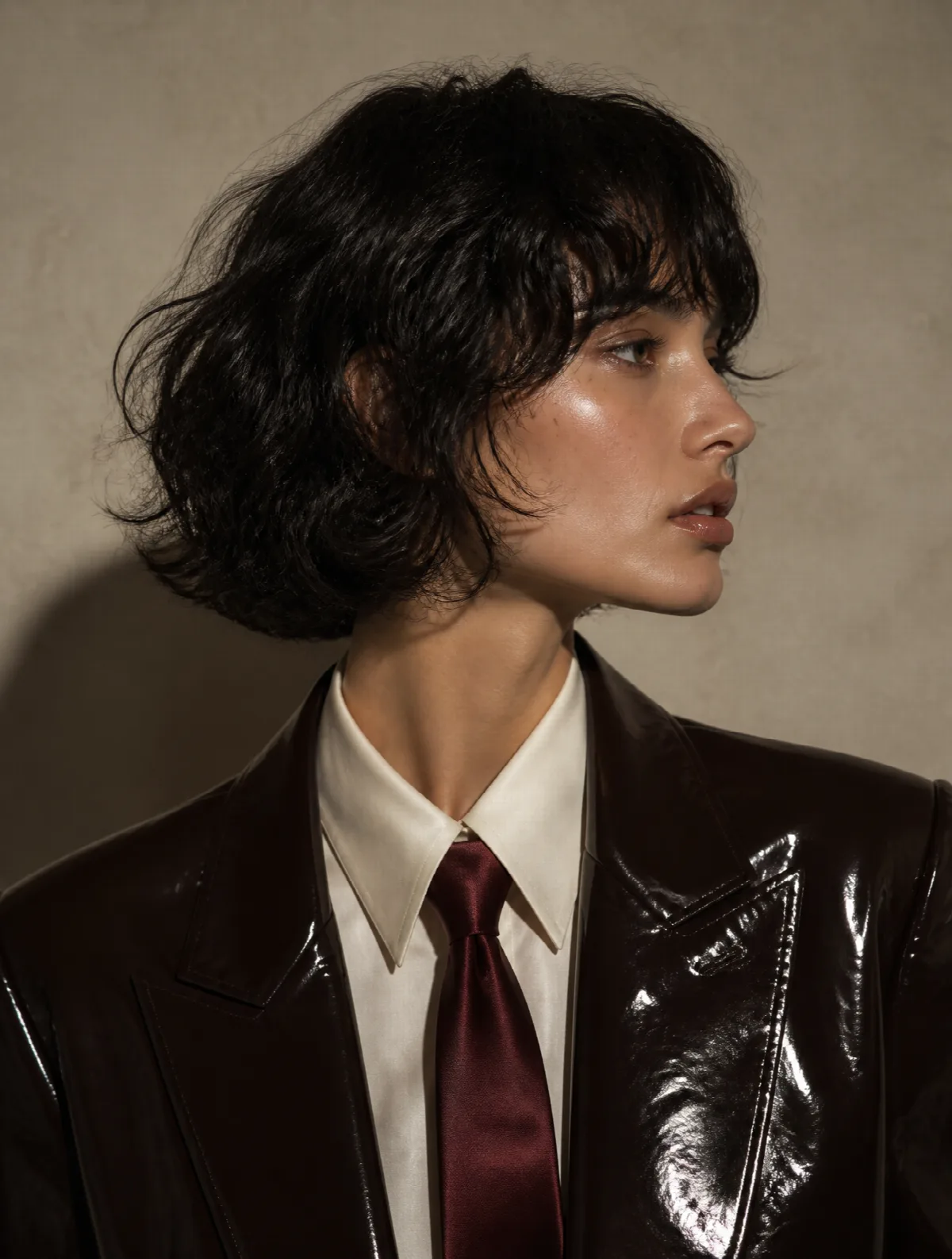 Espresso Leather and Burgundy Silk