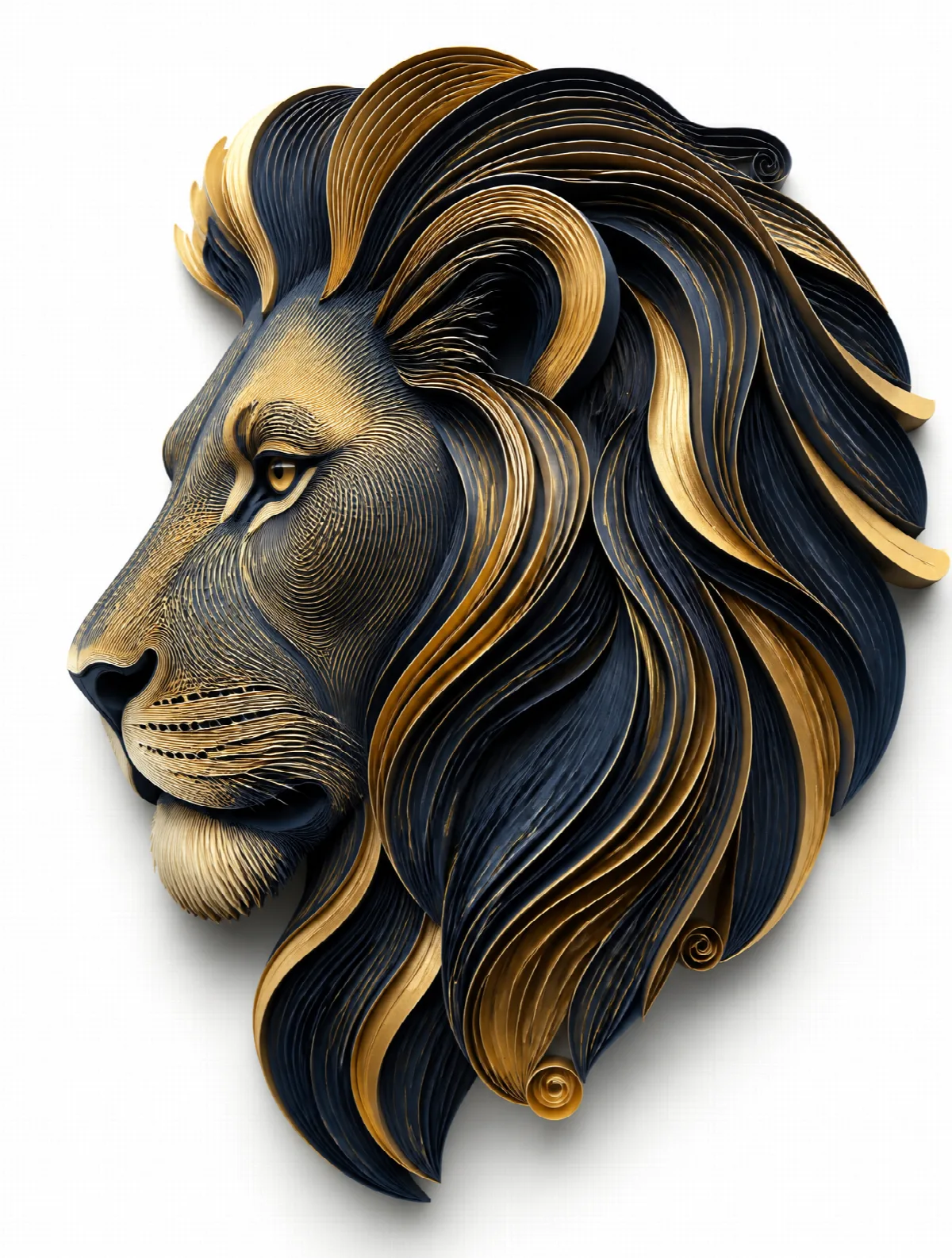 Gold and Navy Paper Lion