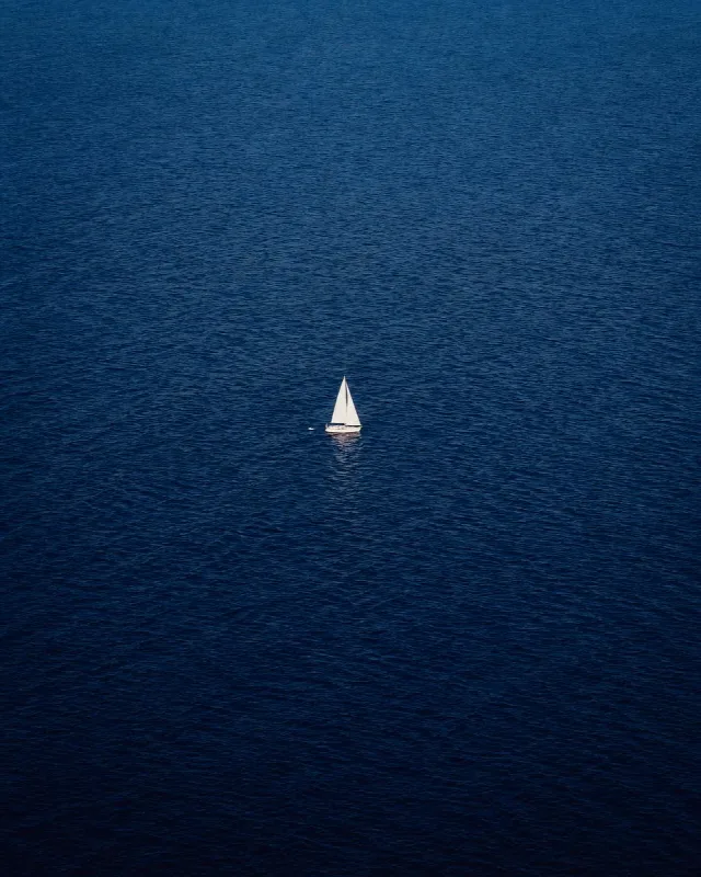 Lone Sailboat from Above