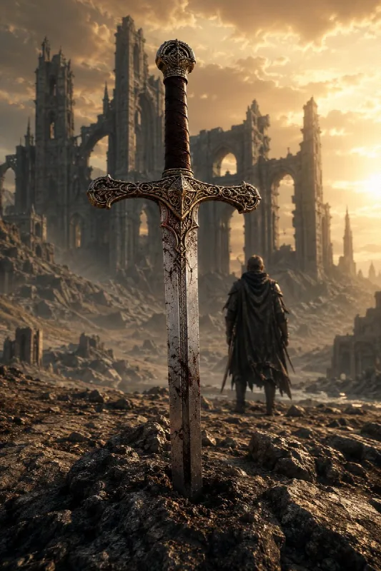 Sword Before Gothic Ruins