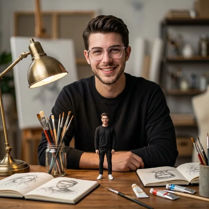 Artist with Mini Me