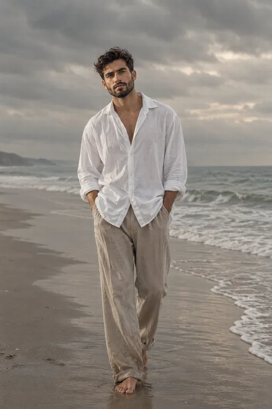 Barefoot on a Cloudy Beach
