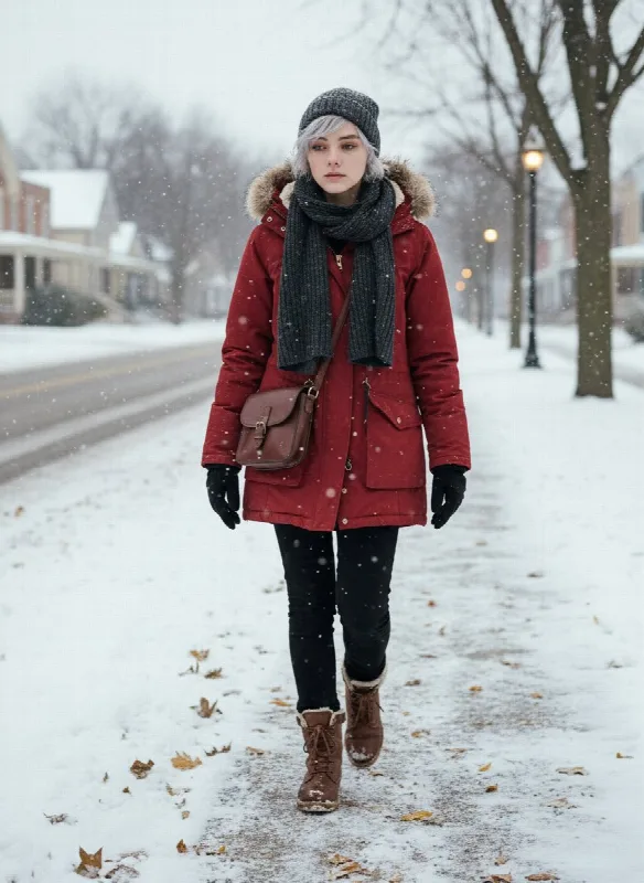 Small Town Snowfall Walk