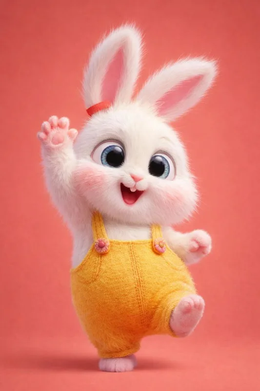 Dancing Bunny in Overalls
