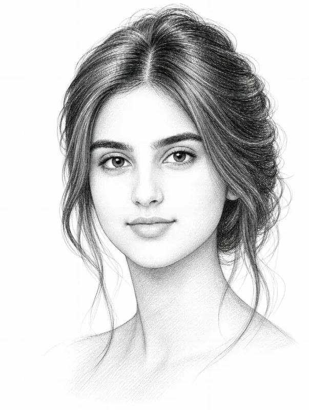 Delicate Pencil Line Portrait