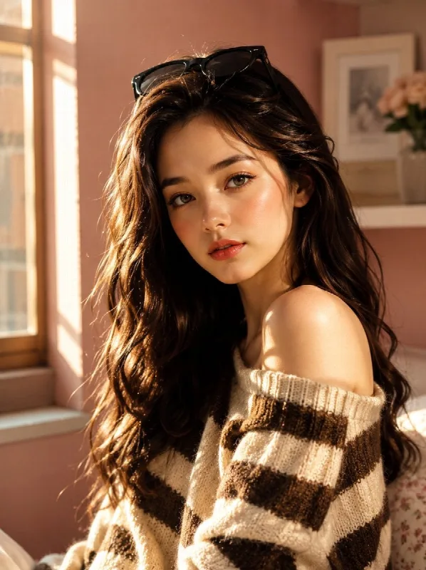 Golden Light and Striped Knit