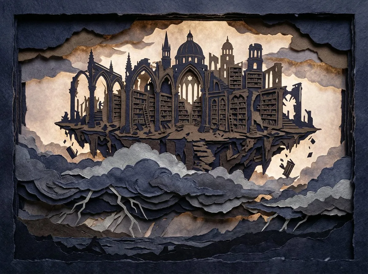 Paper Cut Floating Library