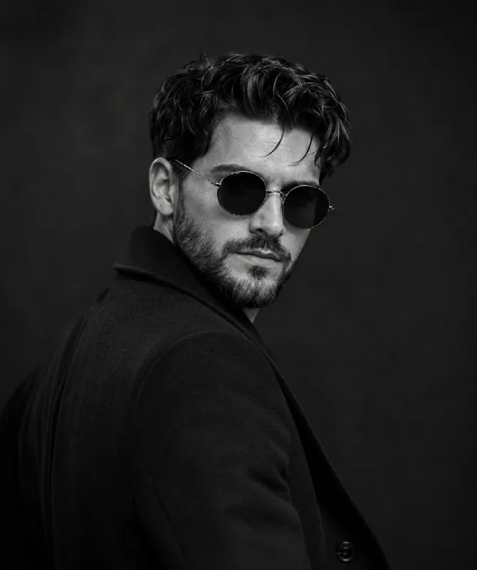 Noir Overcoat Over the Shoulder