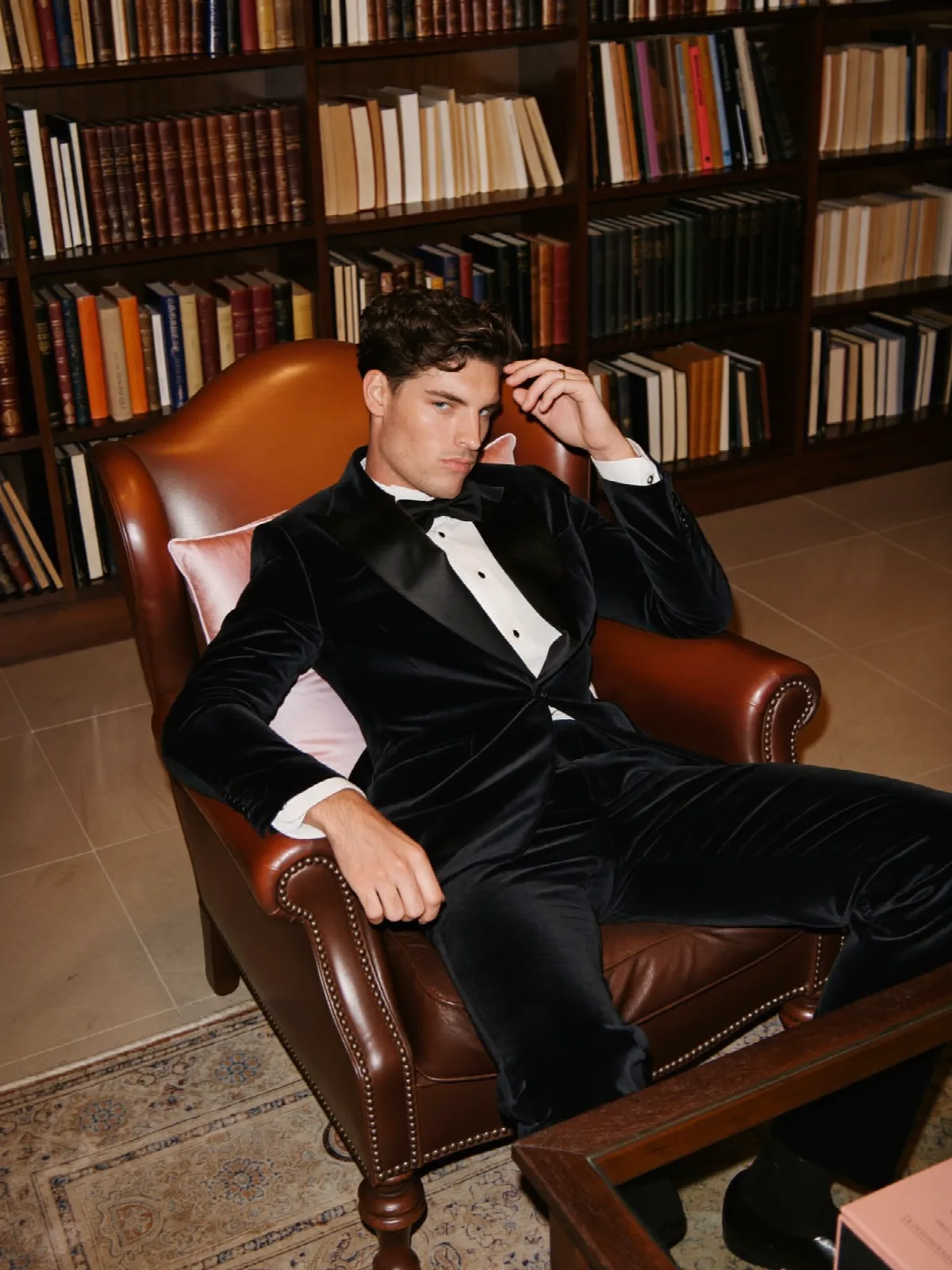 Velvet Tuxedo in the Library