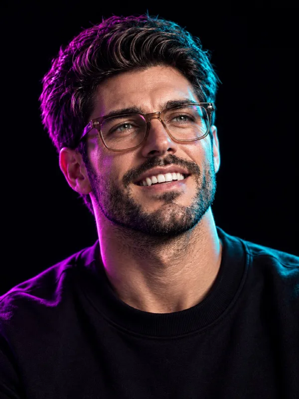 Laughing Neon Studio Portrait