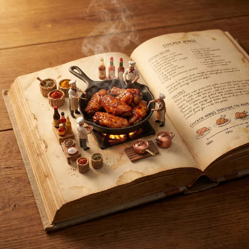Cookbook Chicken Wing Diorama