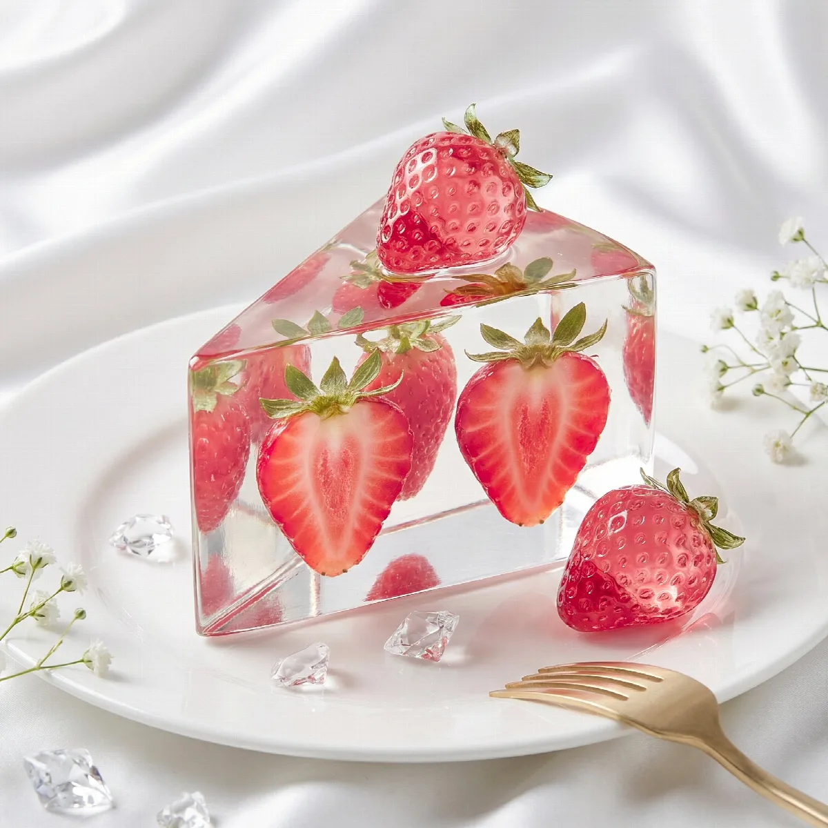 Crystal Strawberry Cake Slice
