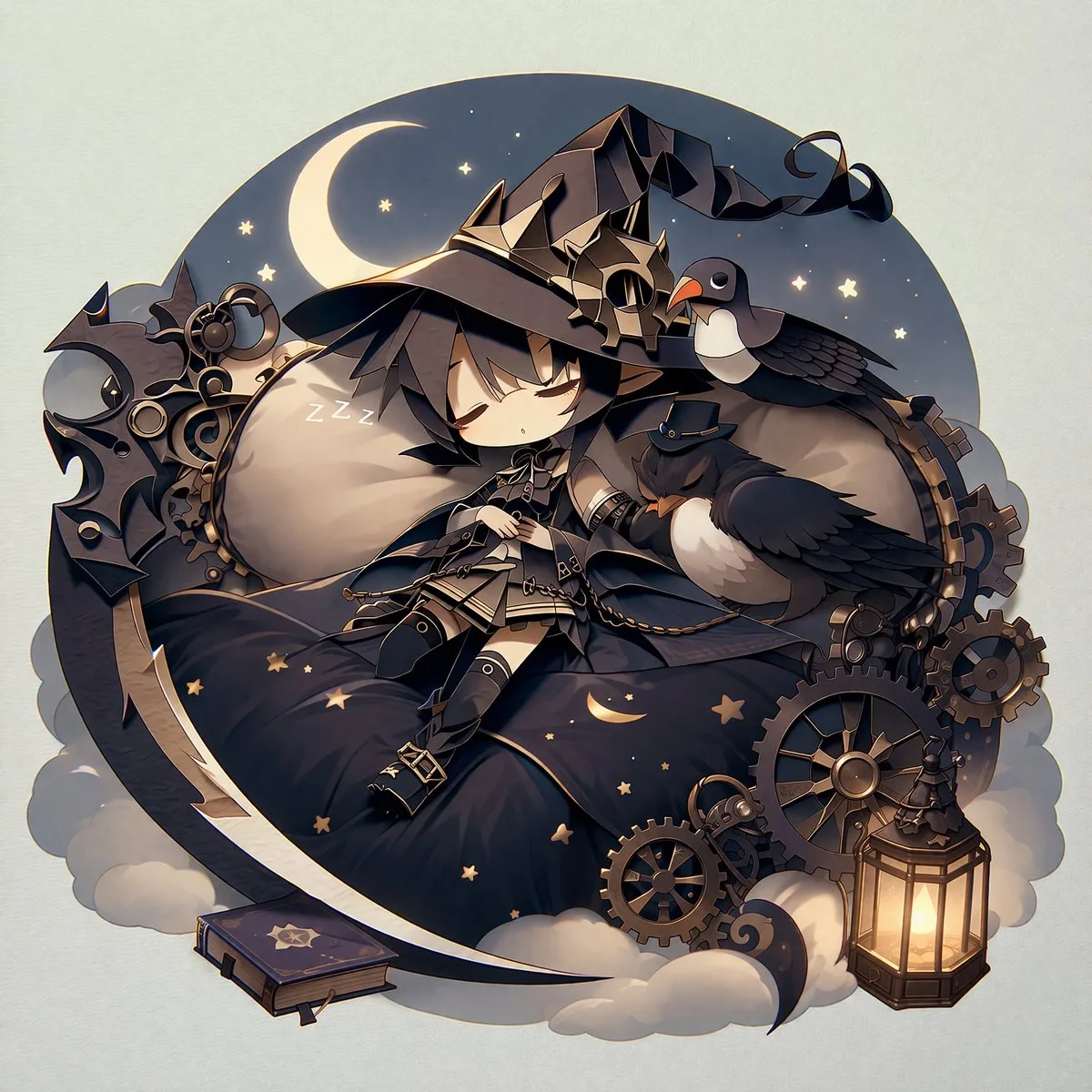 Sleeping Witch Sticker