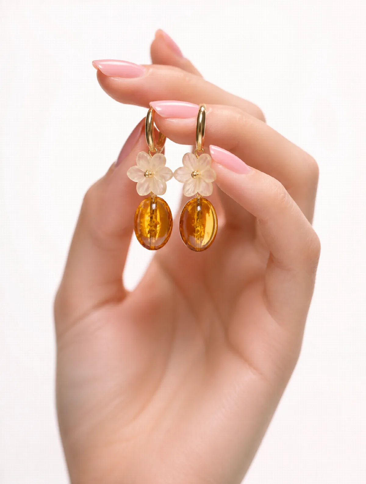 Amber Flower Earrings
