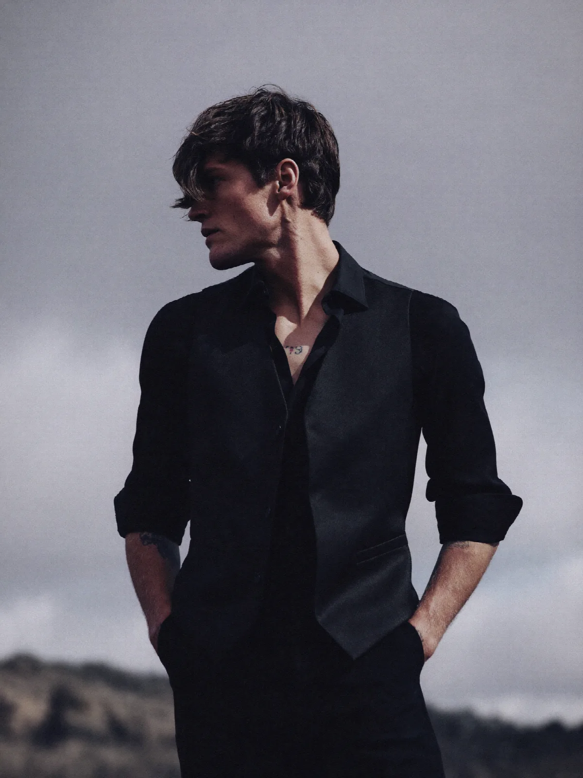 Black Shirt Under Gray Skies