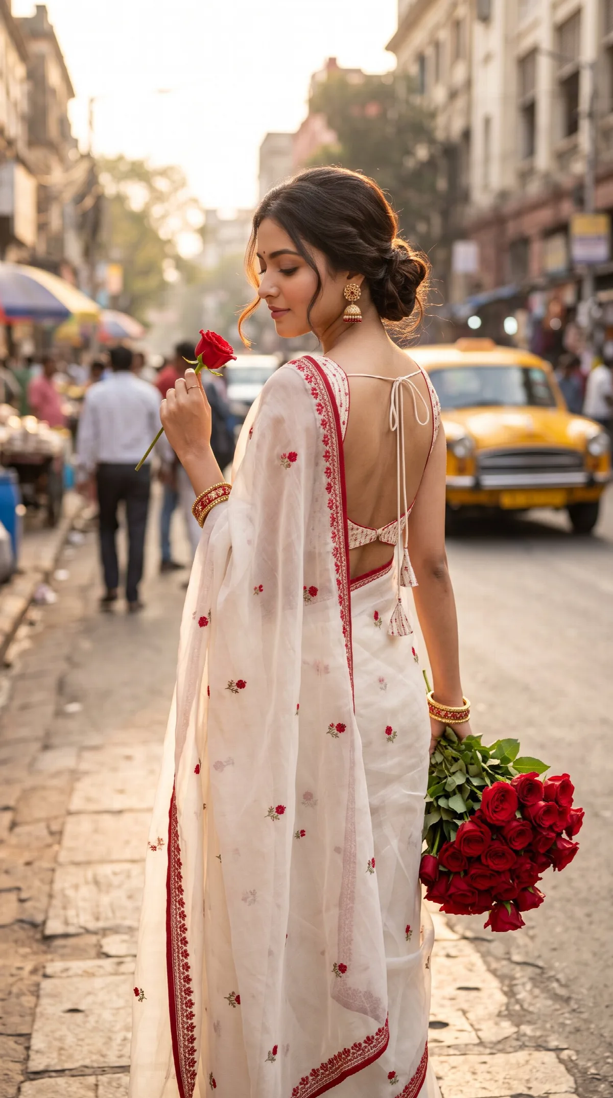 Saree and Red Roses Street
