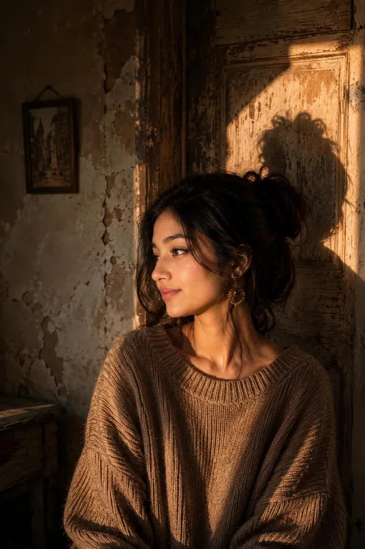 Vintage Room Golden Hour Portrait