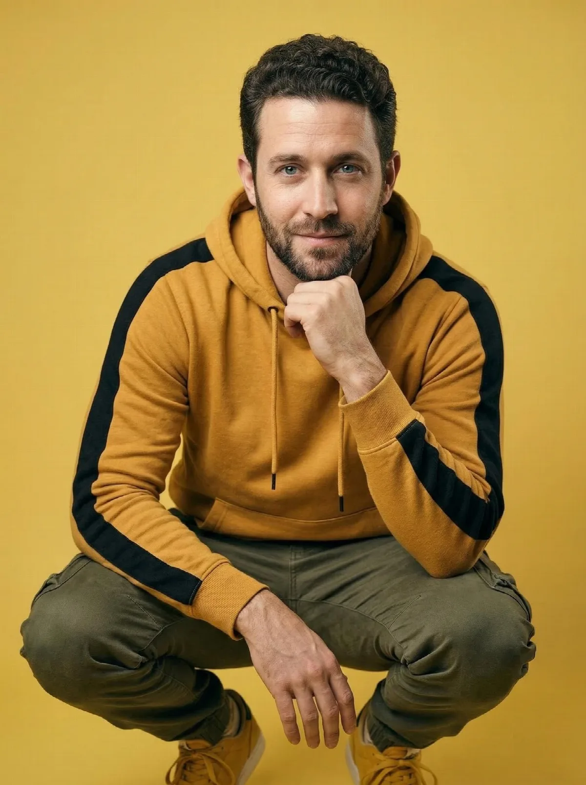 Mustard Hoodie Squat