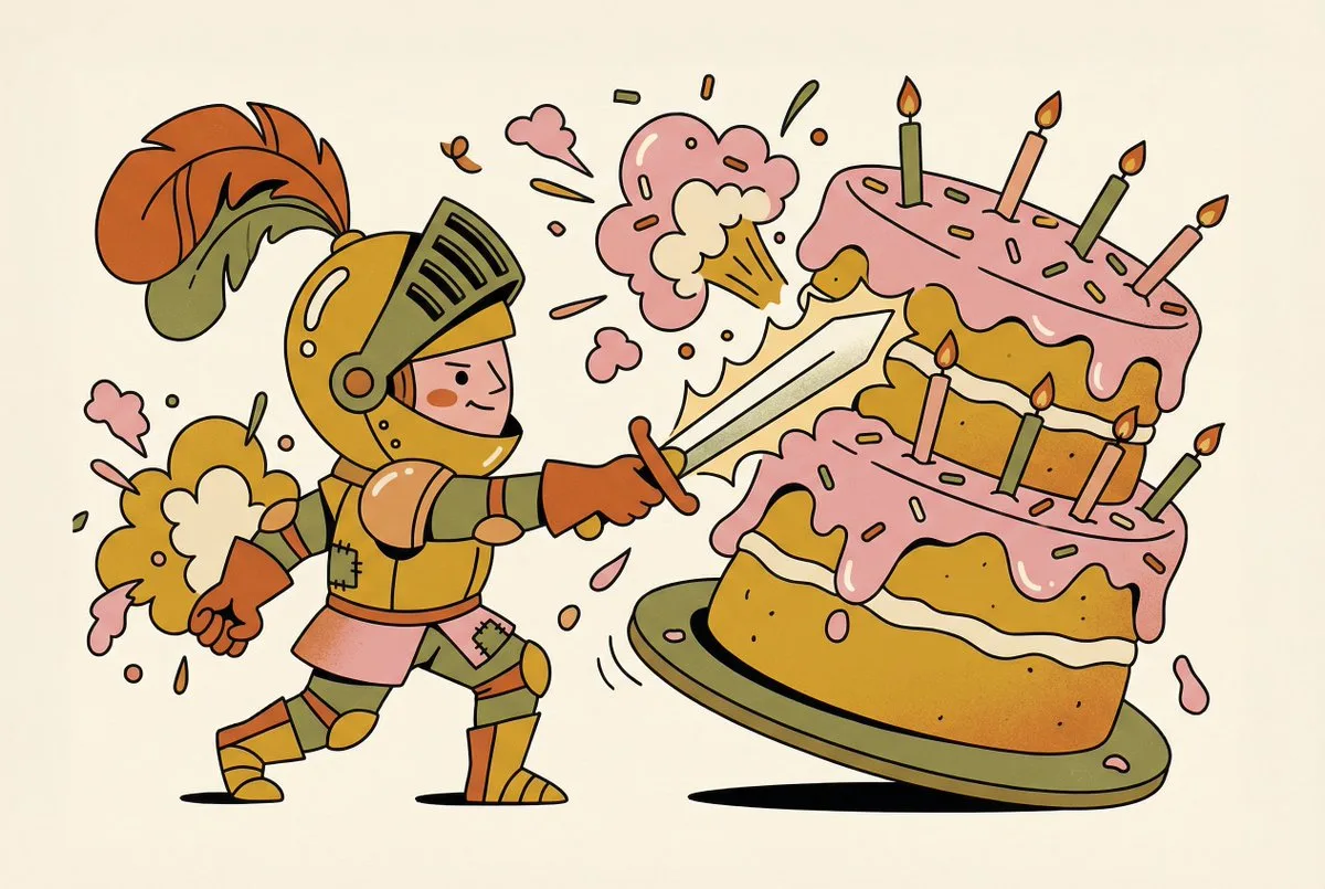 Tiny Knight vs Birthday Cake