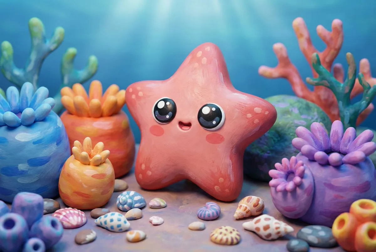 Kawaii Starfish on the Seabed