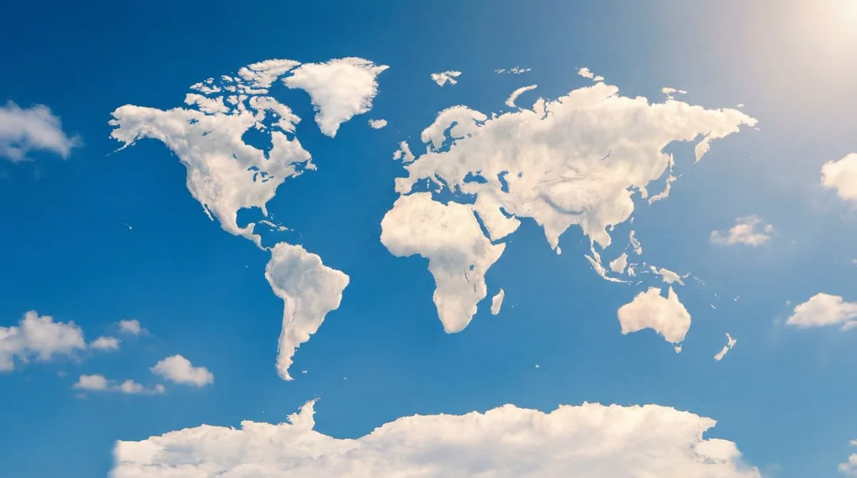 World Map Made of Clouds