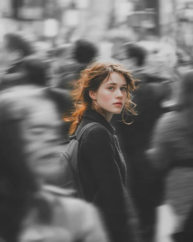 Color Among Grey Crowds