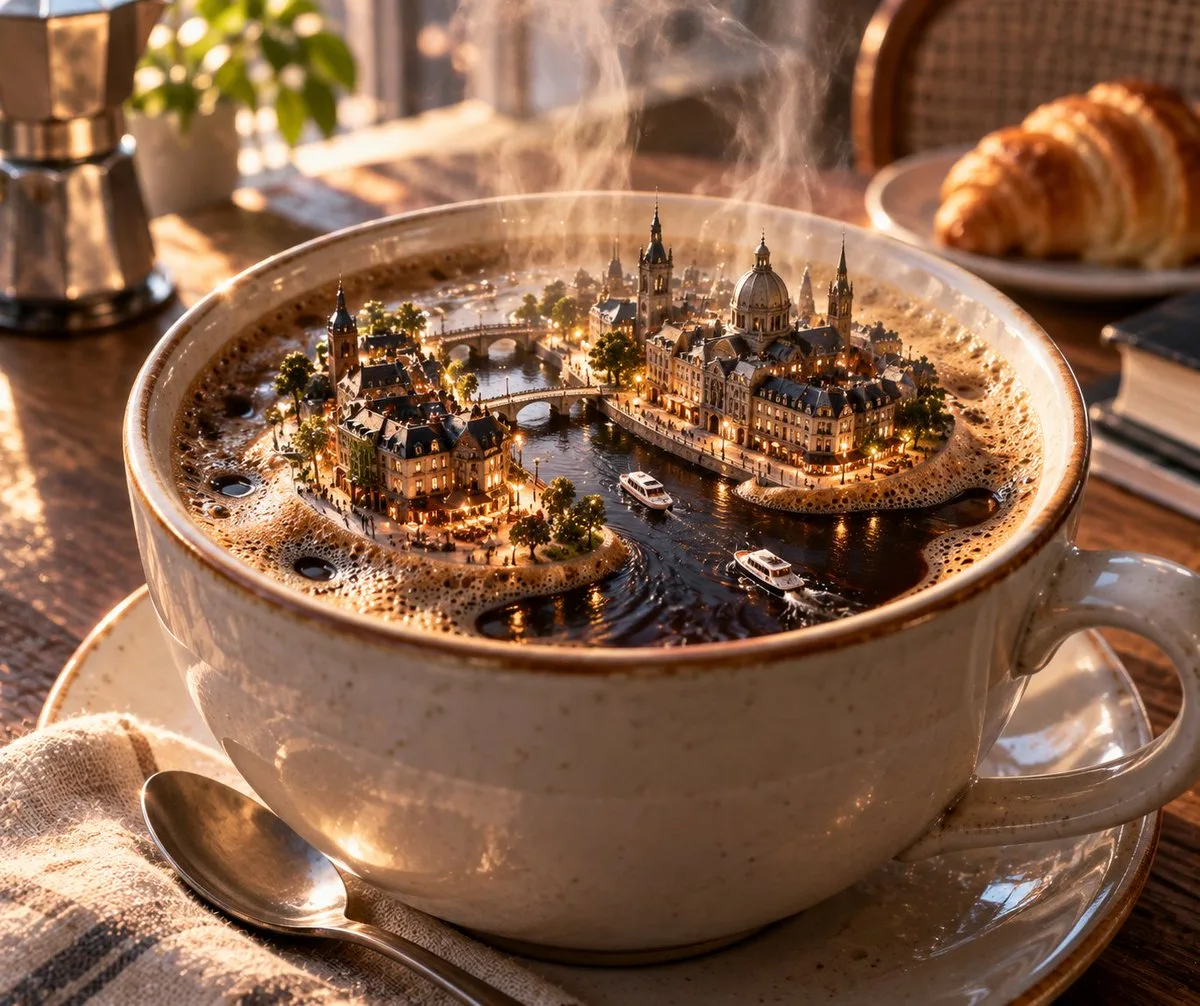 Miniature City in Coffee