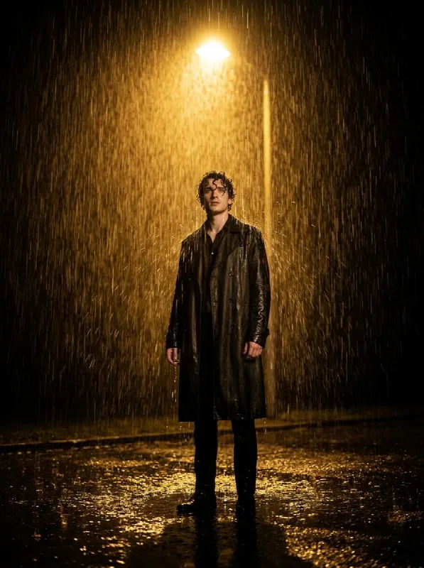 Streetlight Downpour Portrait