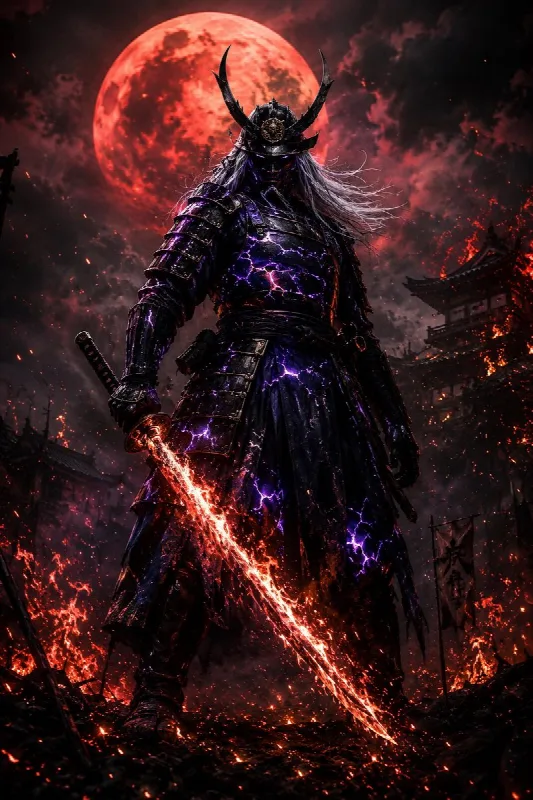 Samurai Under a Red Moon
