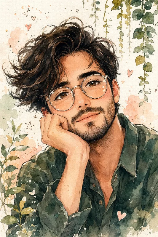 Soft Watercolor Anime Portrait