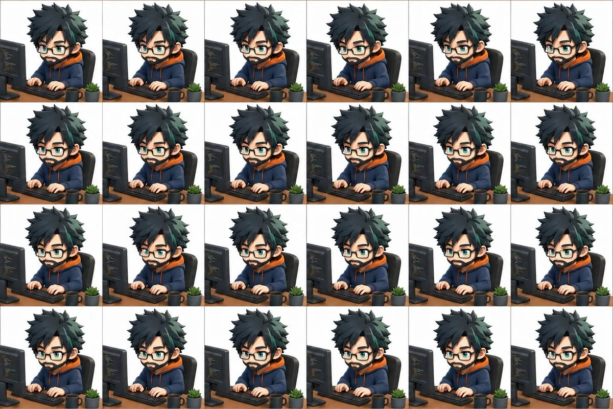 Chibi Coder Sprite Sheet