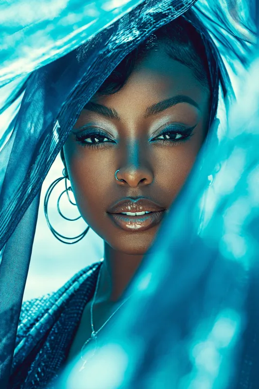 Blue Silk Beauty Portrait