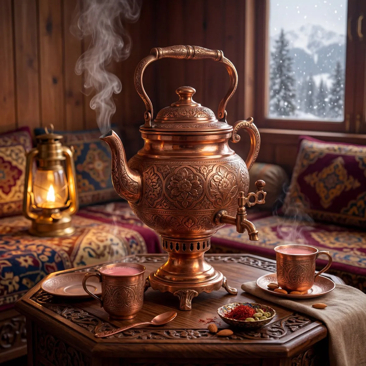 Engraved Copper Samovar