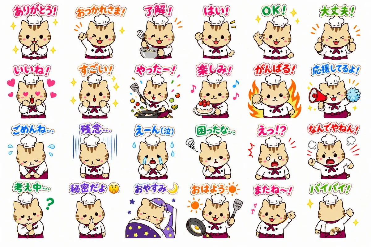 Chef Cat Sticker Sheet