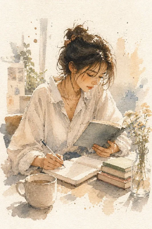 Watercolor Reading Moment