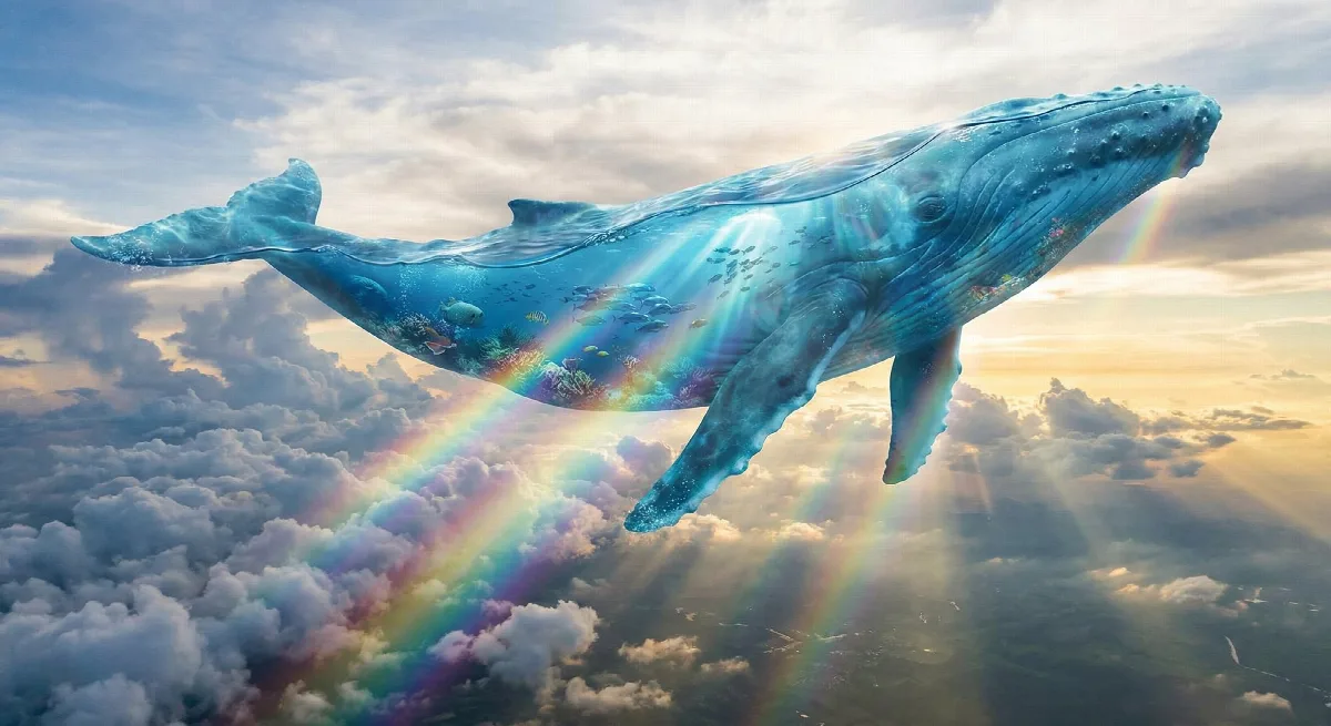 Whale Swimming Through Clouds