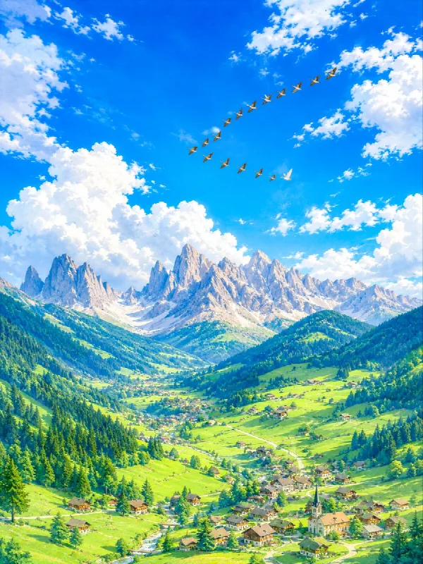 Geese Over an Italian Valley