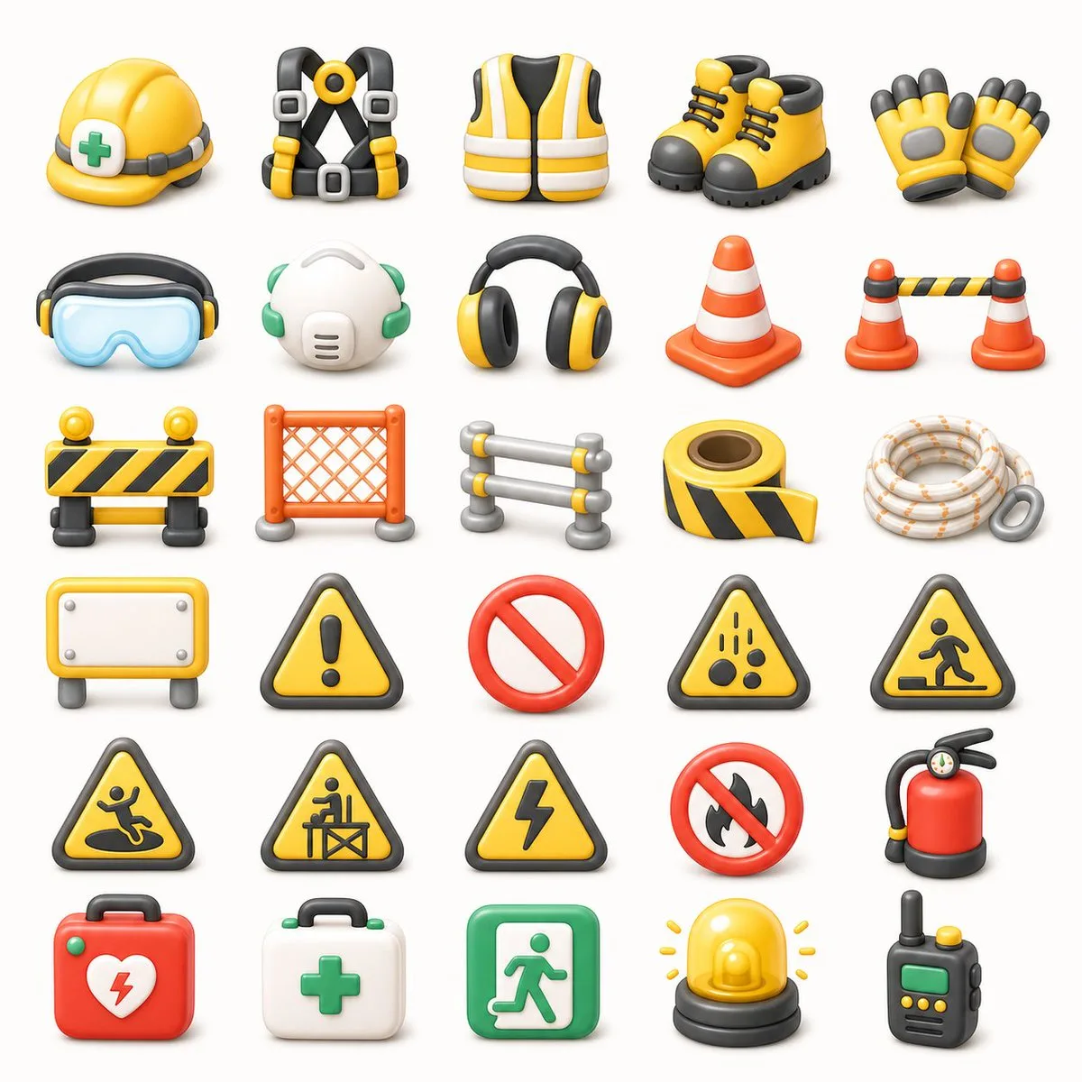 3D Safety Icon Set