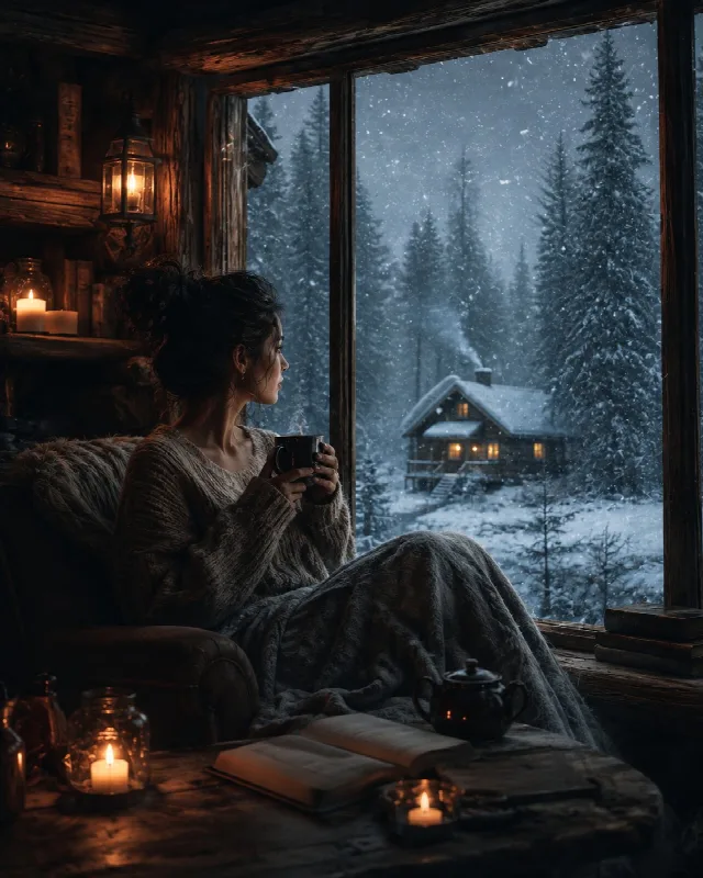 Winter Cabin Solitude