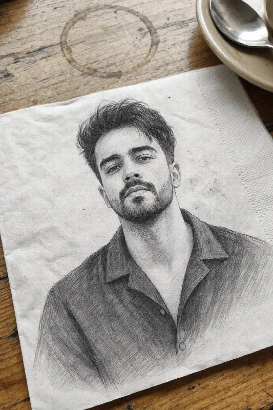 Pencil Sketch on a Napkin