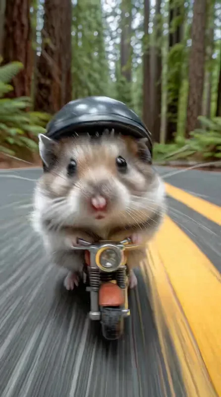 Hamster Riding a Tiny Motorcycle