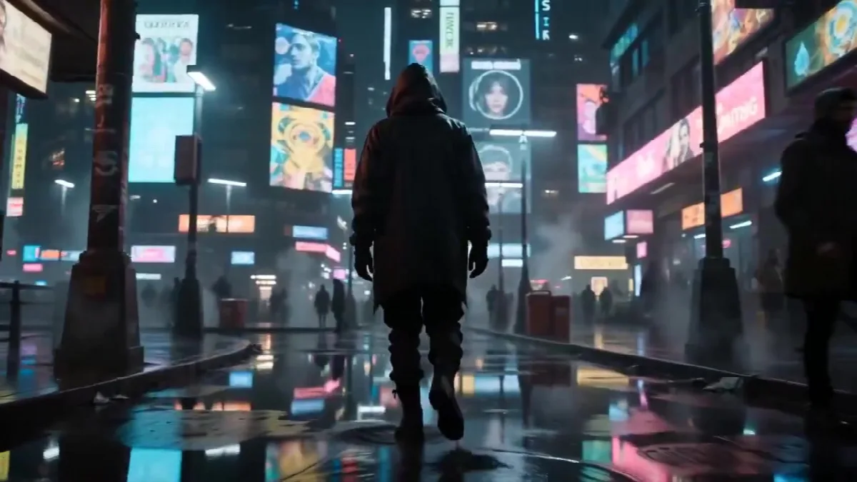 Cyberpunk Android in Neon Rain