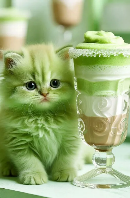 Green Kitten and Frappe