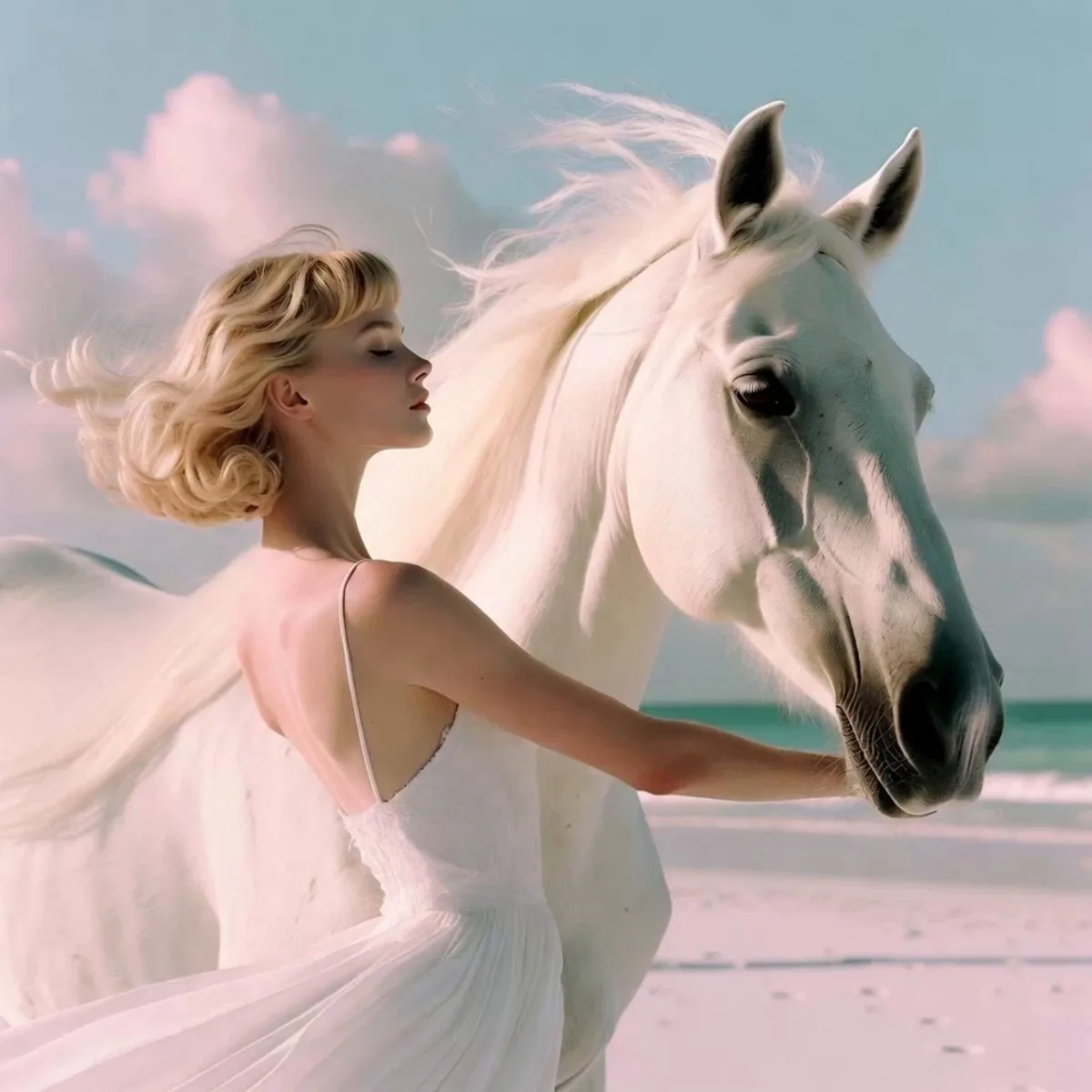 Seaside with White Horse