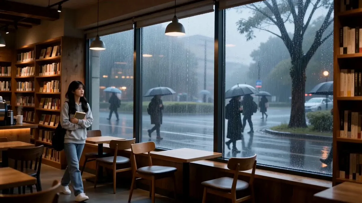 Rainy Bookstore Moment